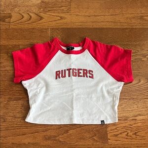 Rutgers cropped Raglan Shirt - Red and White